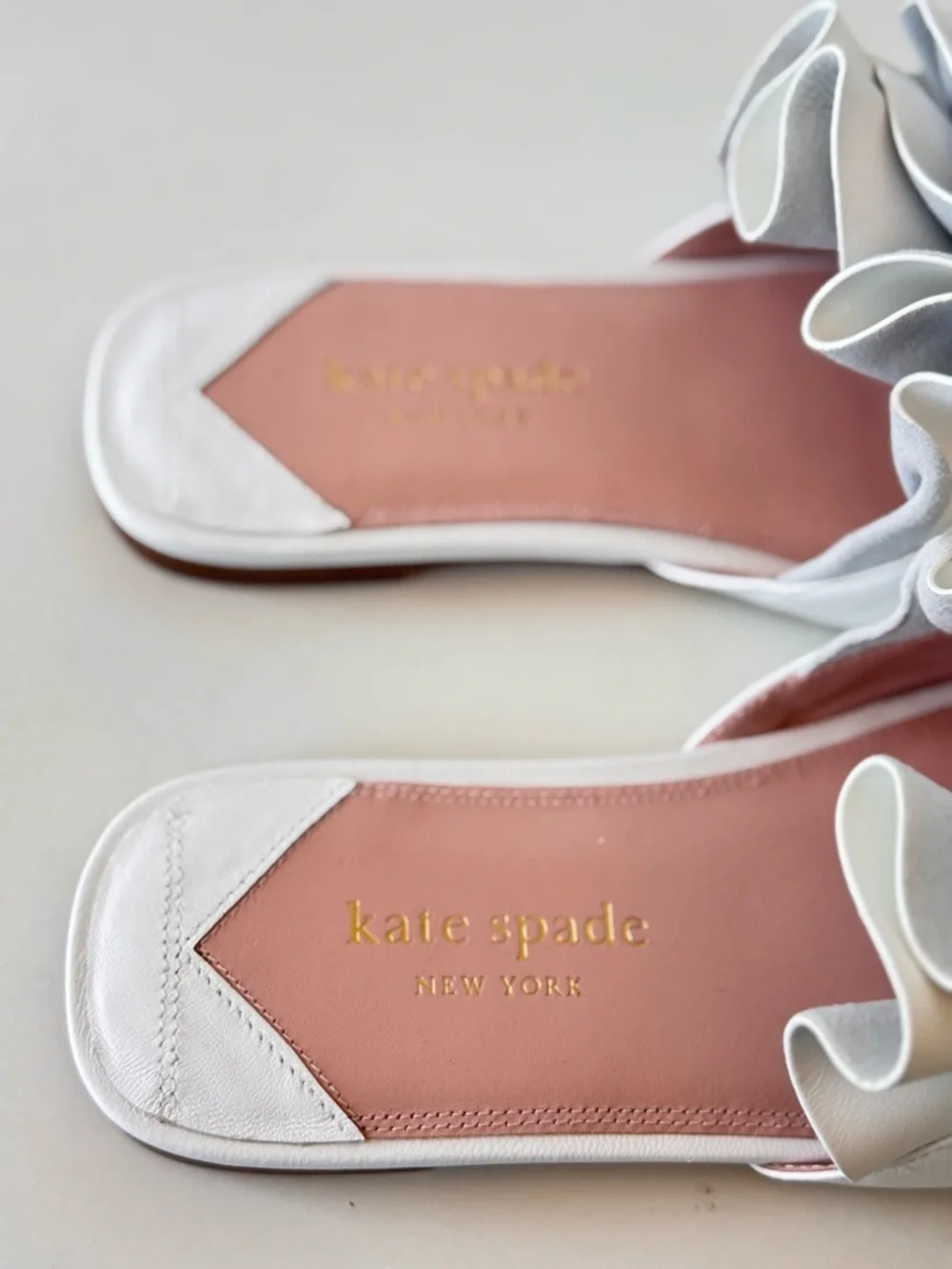 Kate Spade White Floral Flourish Suede Slide Slip On Sandals Shoes Size 7.5